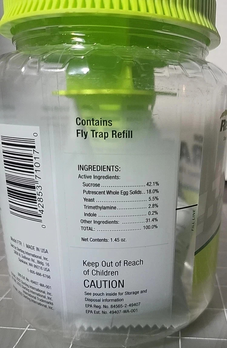Rescue Outdoor Reusable Plastic Container Fly Trap Add Water Subtract Flies