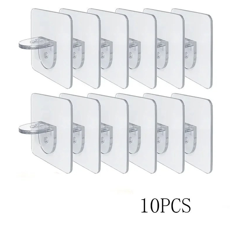 10pcs Acrylic Shelf Divider Brackets Adhesive Cabinet Support Holder Set – NEW