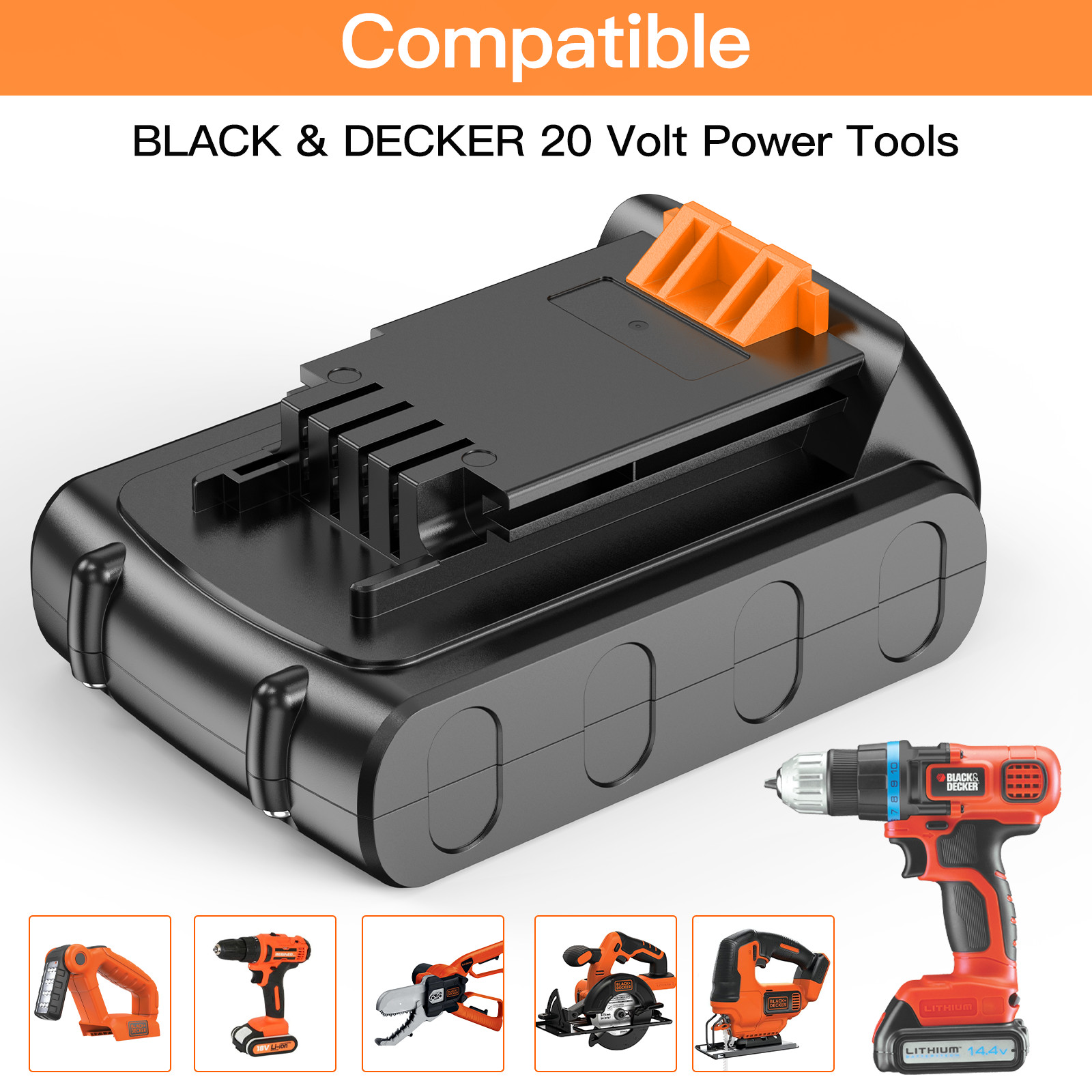 20V 1.5Ah replace For Black and Decker LBXR20 20 Volt MAX Lithium LB20 Battery