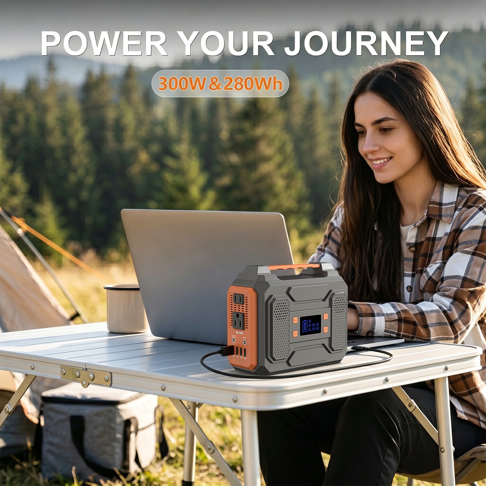 Portable Power Station 300W 280Wh 110V AC DC Solar Generator For Camping CPAP RV
