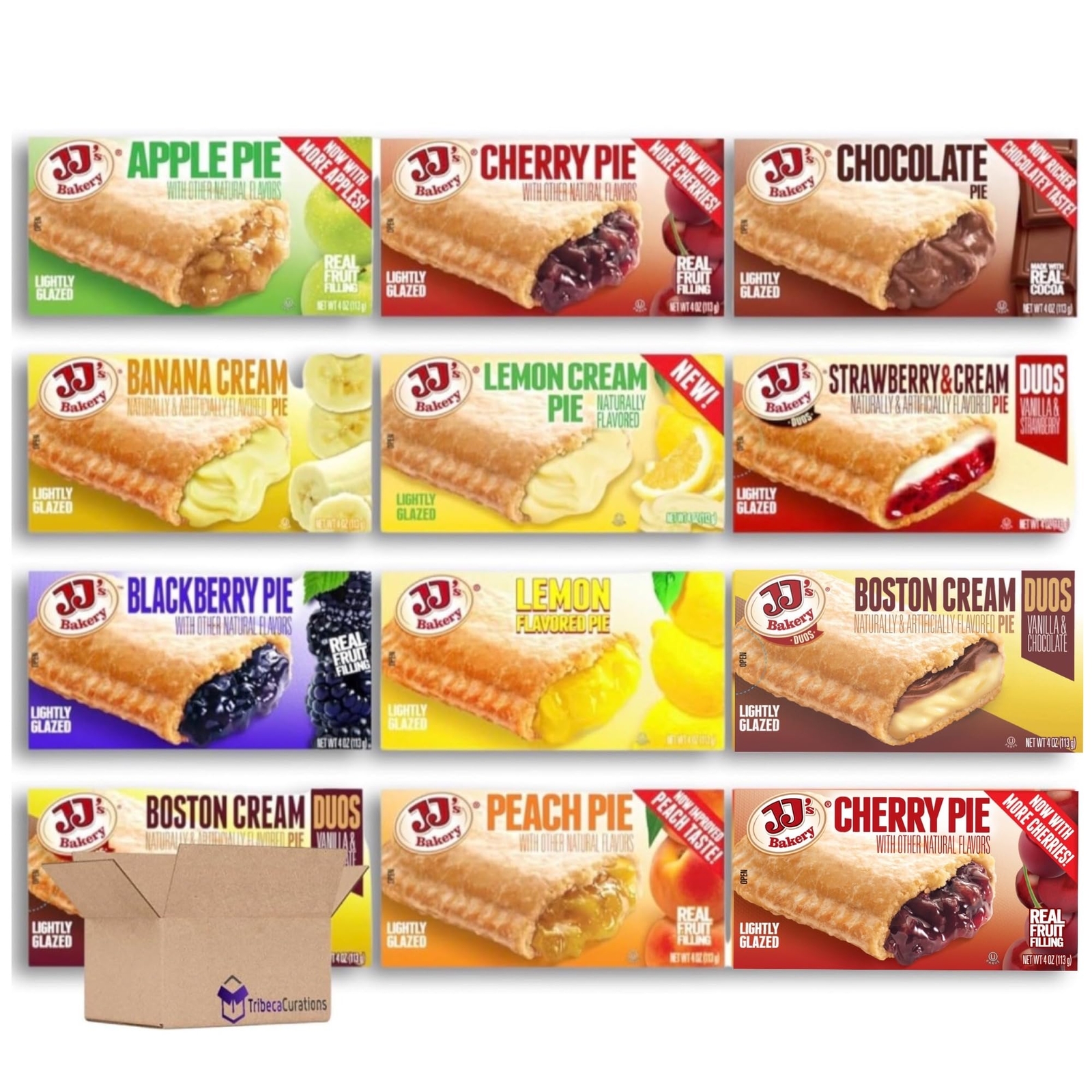 JJ’s Bakery Glazed Pie Ultimate Cream & Fruit Variety Pack | 4 Ounce