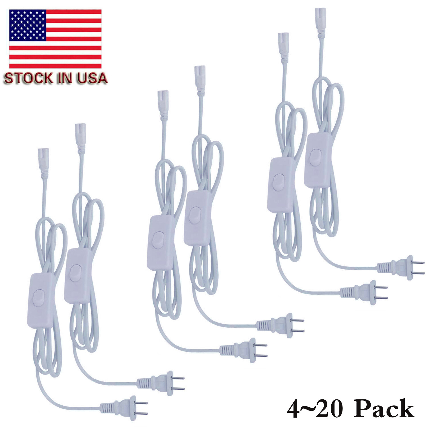 4FT 6FT Power Cord Cables US Plug for T5 T8 8FT LED Tube Light Ceiling Fixtures