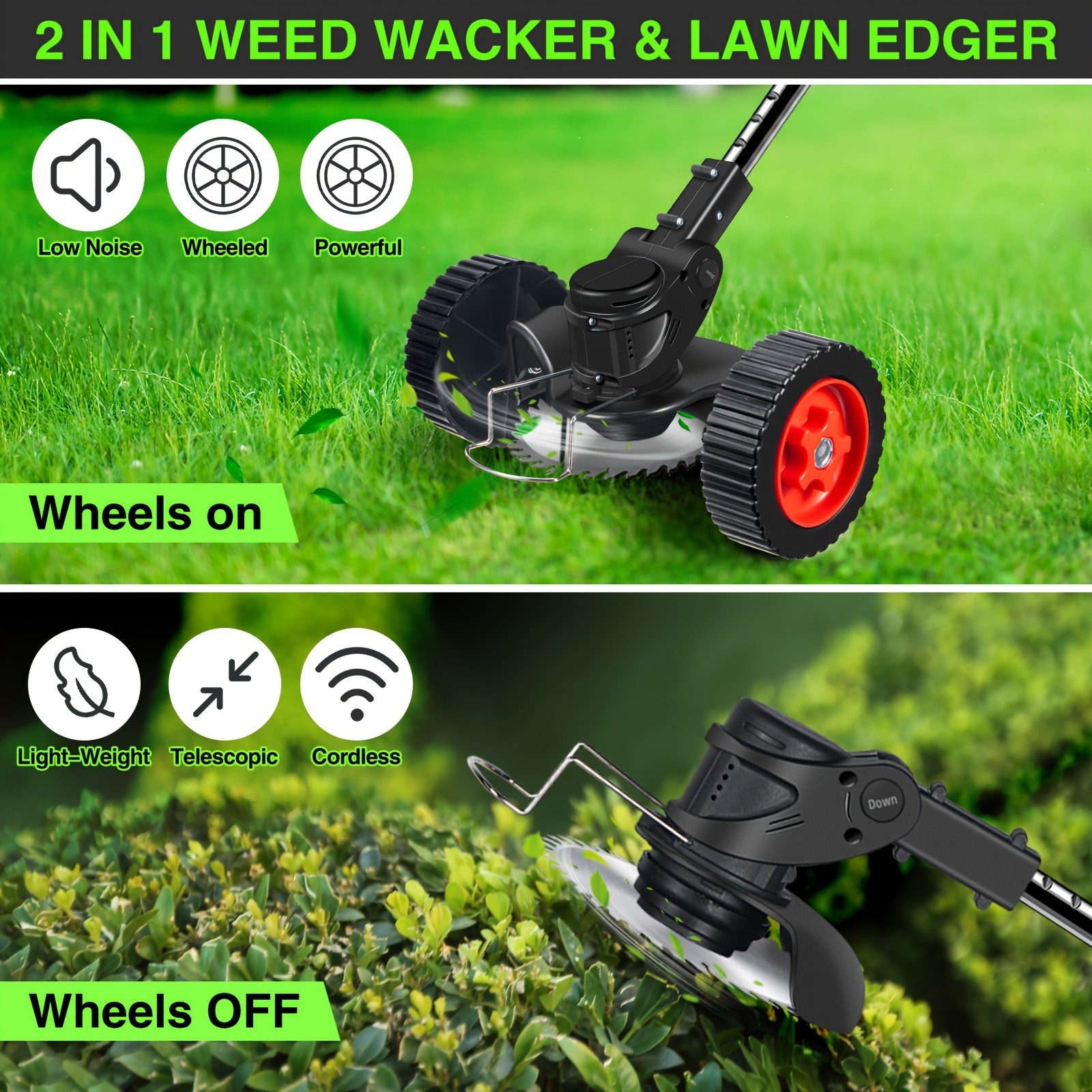 2026 Upgraded Electric Weed Eater Cordless 21V 2X4.0Ah Weed Wacker Battery