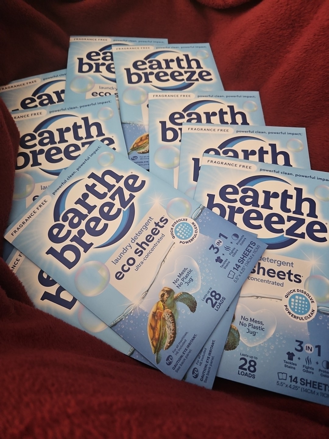 EARTH BREEZE LAUNDRY~10 Pack DETERGENT SHEETS• FRAGRANCE FREE•14 Sheets 28 Load