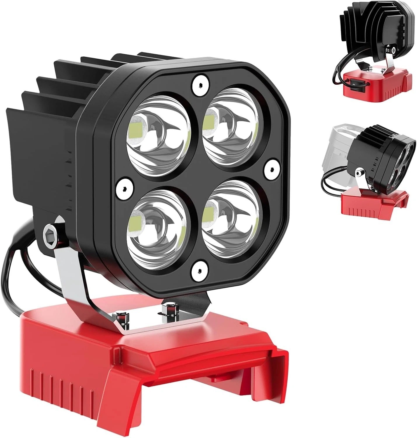 40W 6000LM flashlight，Wireless LED Compatible with Milwaukee 18V Battery