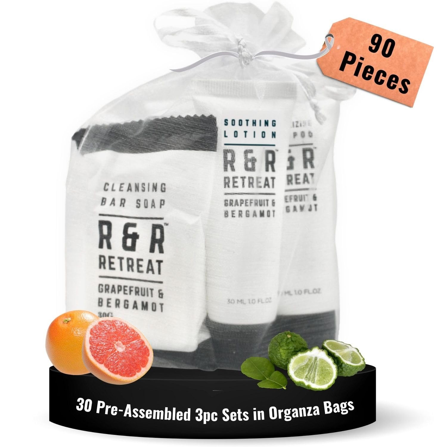 Guest Bathroom Essentials Hotel Toiletry 3 Ounce, Grapefruit & Bergamot Scent
