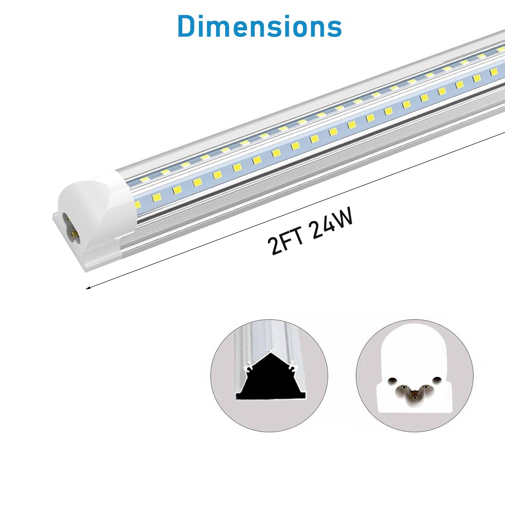8FT LED Shop Light Fixture T8 2FT 3FT 4FT 5FT 6FT 6500K LED Tube Light Bulbs