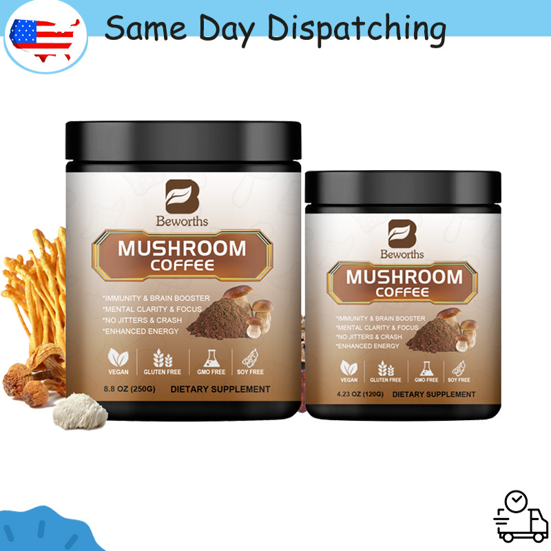 10 in 1 Mushroom Coffee Organic Lions Mane Reishi Chaga Immunity & Brain Booster