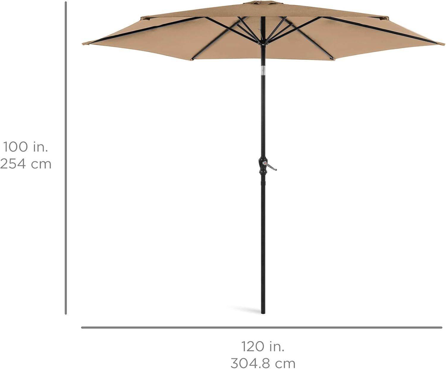 NEW 10Ft Sunbrella Alloy Steel Patio Market Umbrella Auto Tilt Crank TAN