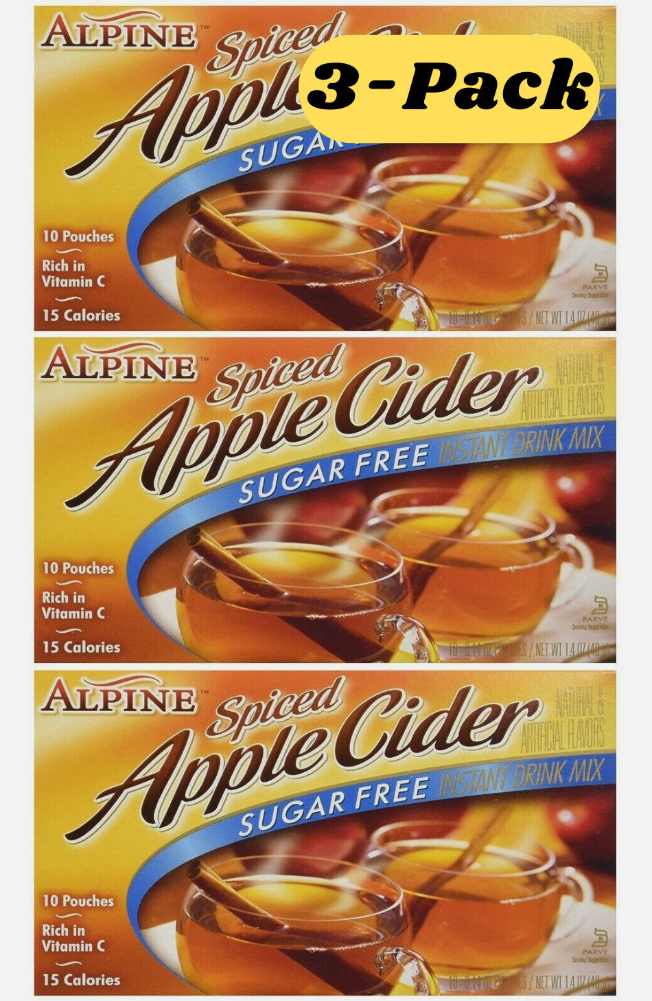 Alpine Apple Spiced Cider Sugar-Free (Pack of 3) BBD 2028/ SHIPS SAME DAY