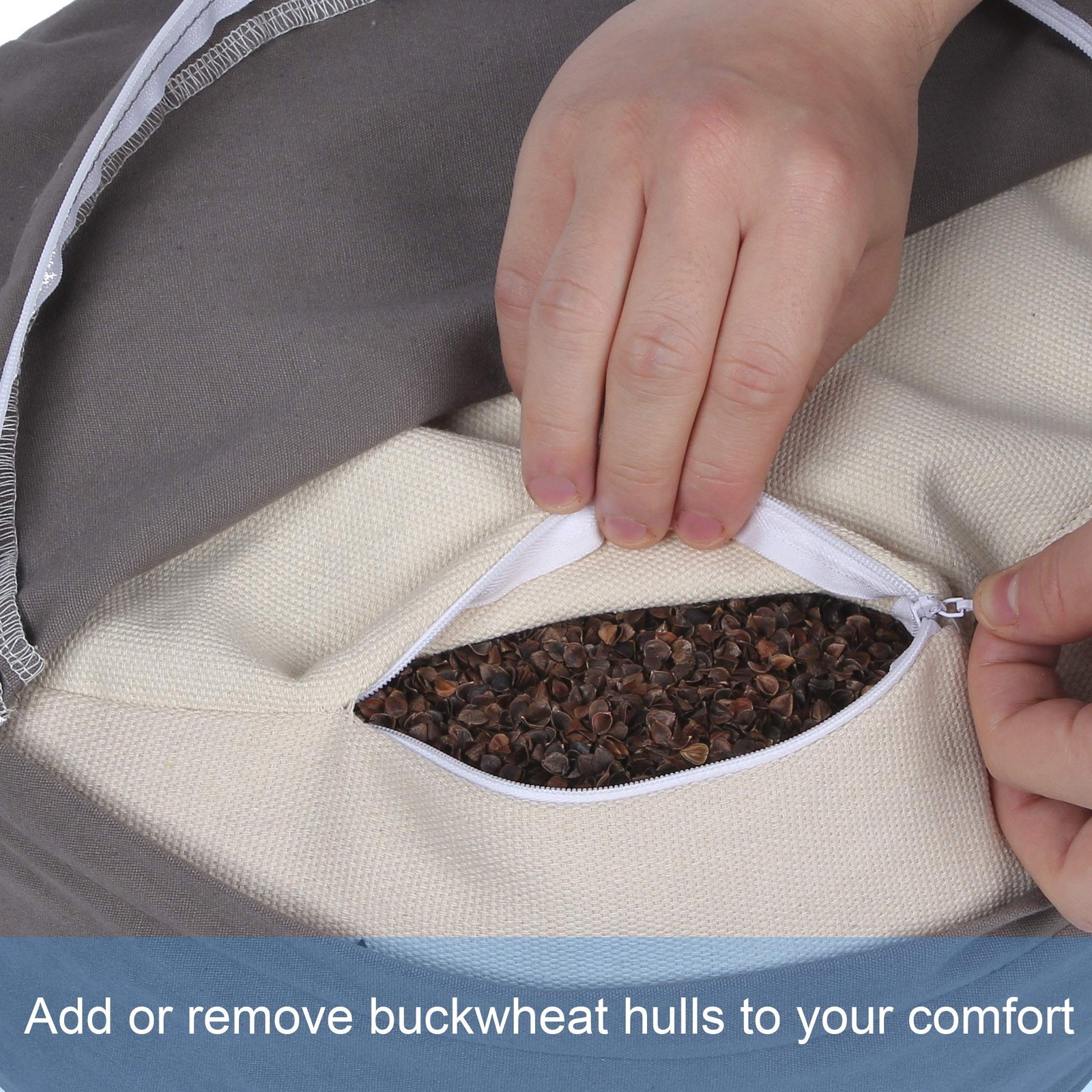 FelizMax Zafu Buckwheat Meditation Cushion,D=33cm/41cm 13”x13”x5”, Black