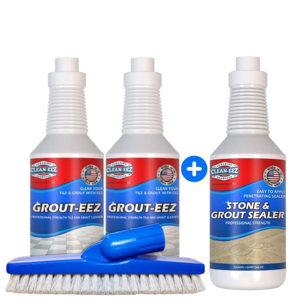 2-in-1 Grout Cleaner & Sealer Bundle – Tile & Grout Brush for Deep Cleaning & Pr