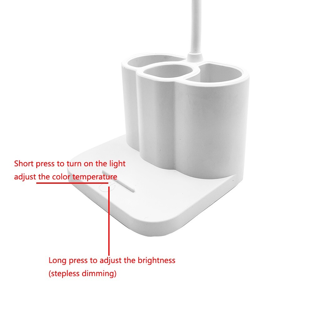 USB Rechargeable LED Desk Lamp Table Light with Pen Holder for Home Office Study