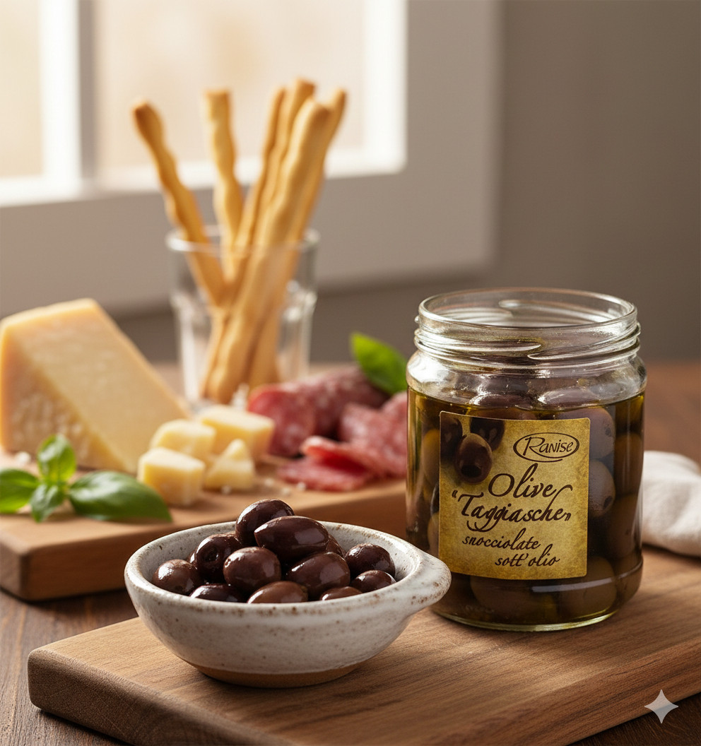 Pitted Taggiasca Olives in Extra Virgin Olive Oil – 6.3 oz