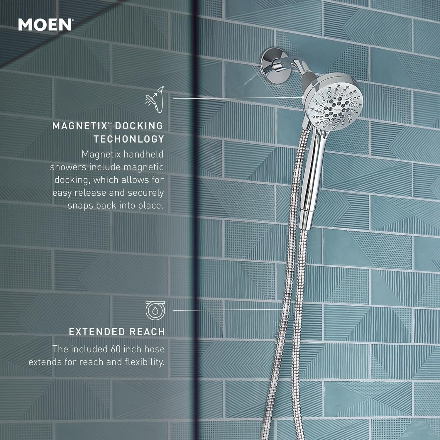 Moen Engage Magnetix Shower Head with Handheld Sprayer, 6 Spray Functions, Spot