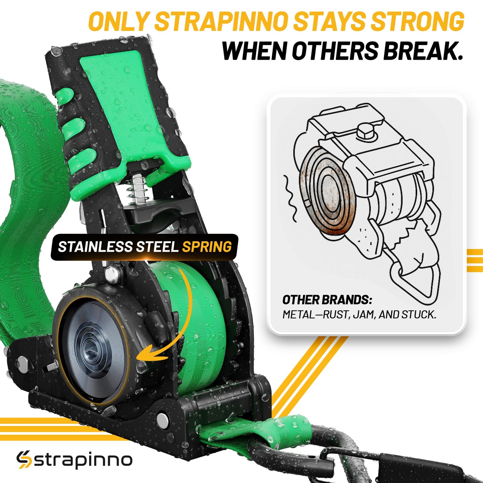 Retractable Ratchet Straps 1 in X 10 Ft 1,500LBS Break Strength – 500 Lbs