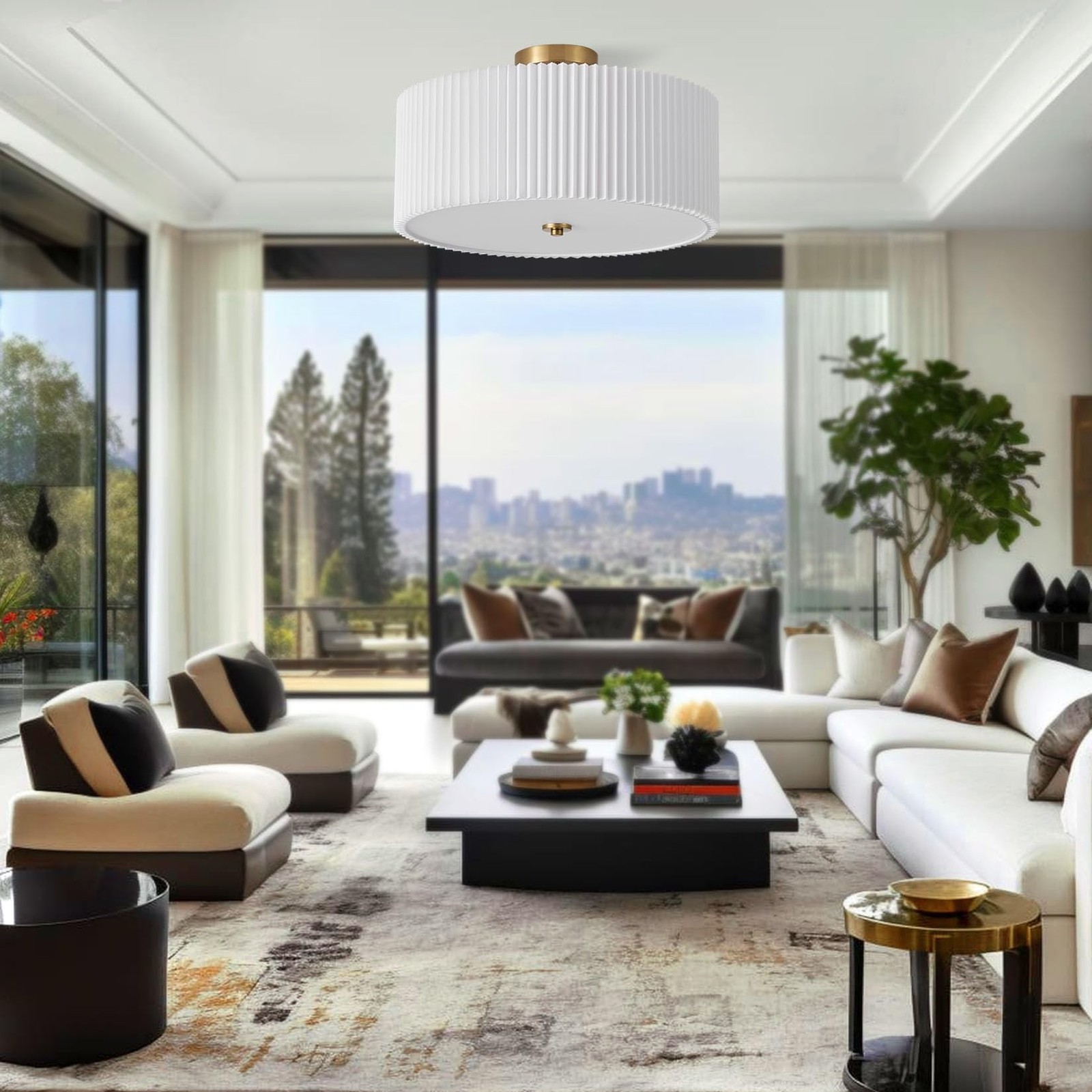 Giutna Semi Flush Mount Ceiling Light,17.7″Modern Close Ceiling Light Fixture