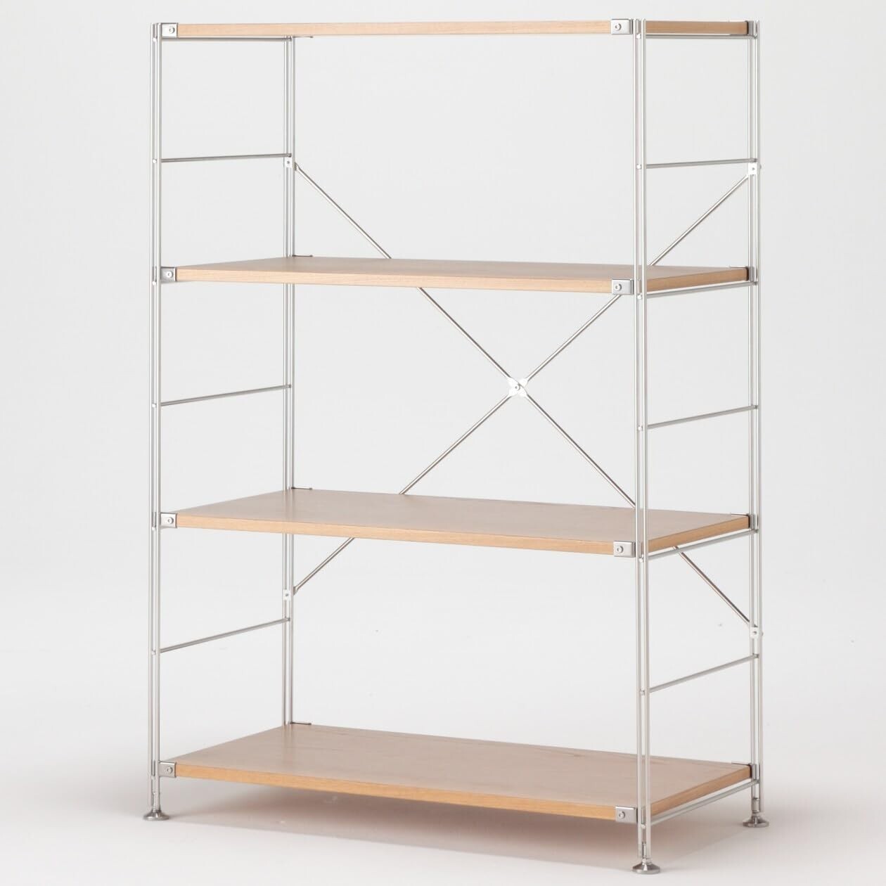 Muji Stainless steel unit shelf & Oak shelf set Wide 86×41×120cm 83266998