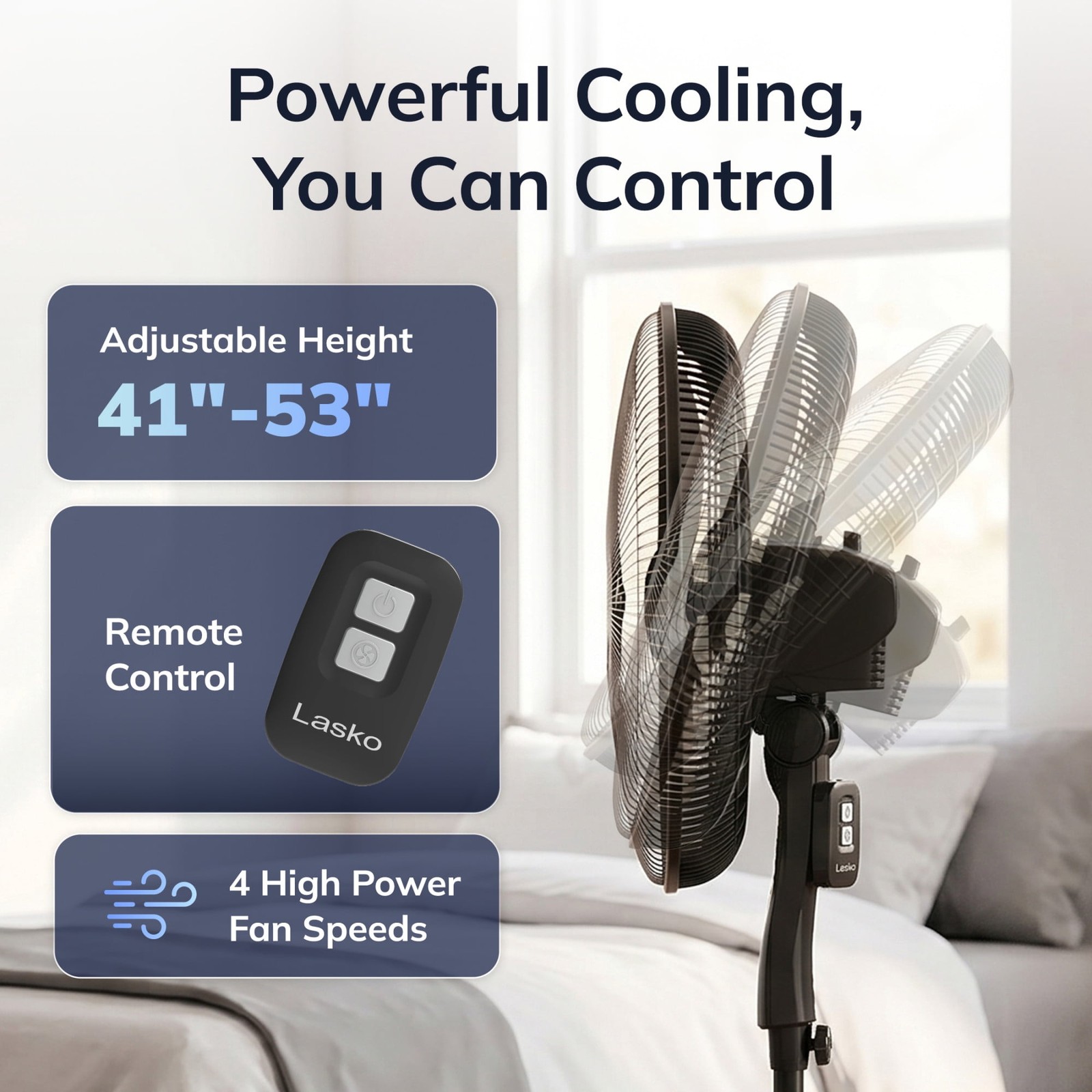 Lasko Cyclone Max 18″ Oscillating Pedestal Fan Remote 4-Speed Black S18605