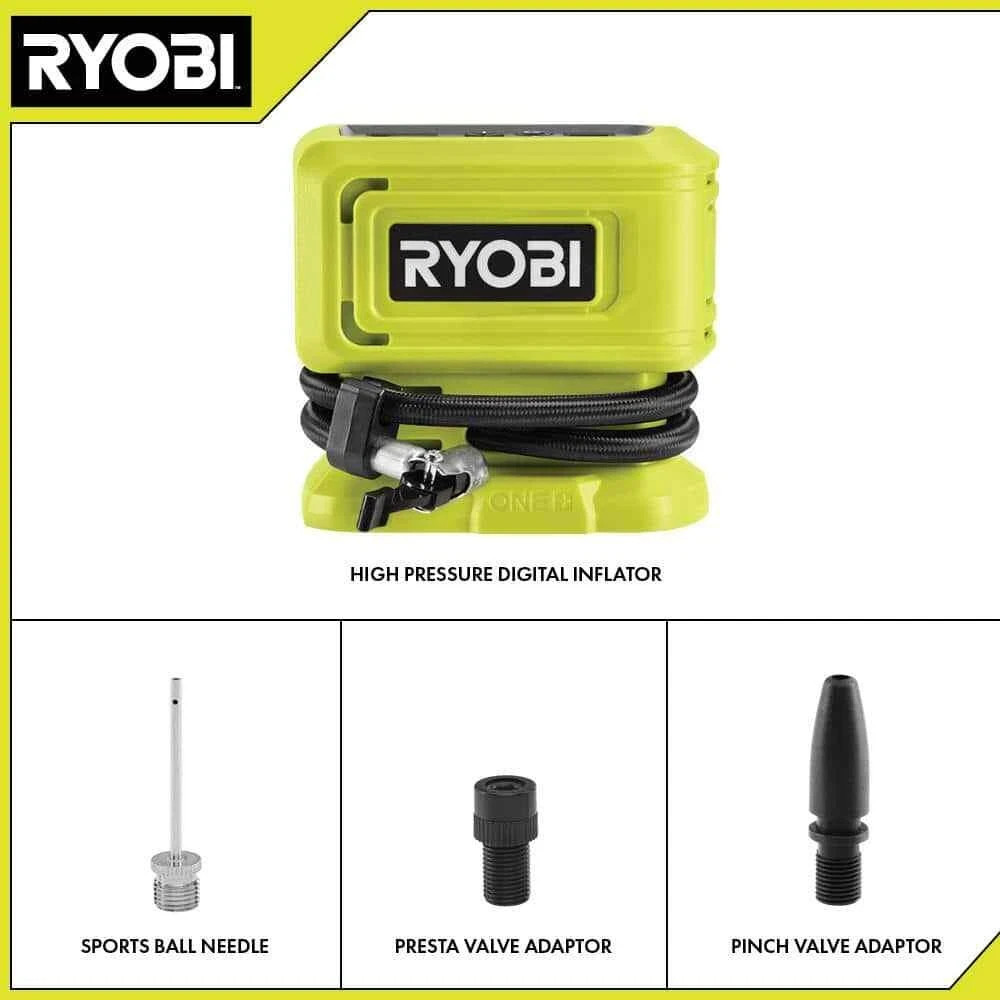 Ryobi 18V Cordless High Pressure Inflator (Tool Only) 160 PSI Auto Shut Off