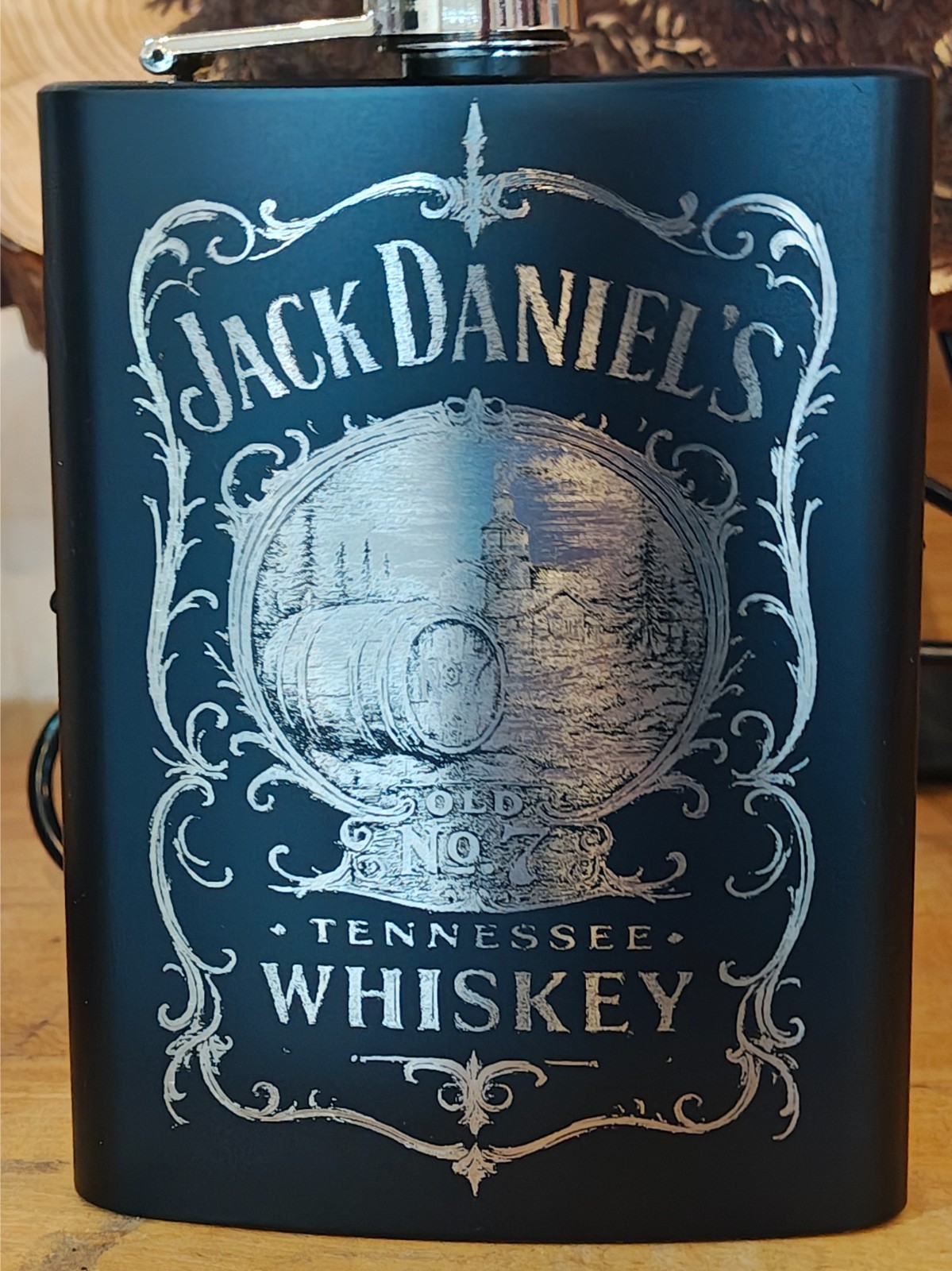 Laser Engraved Stainless Steel Hip Pocket Flask Matte Finish 8 Oz – Jack Daniels