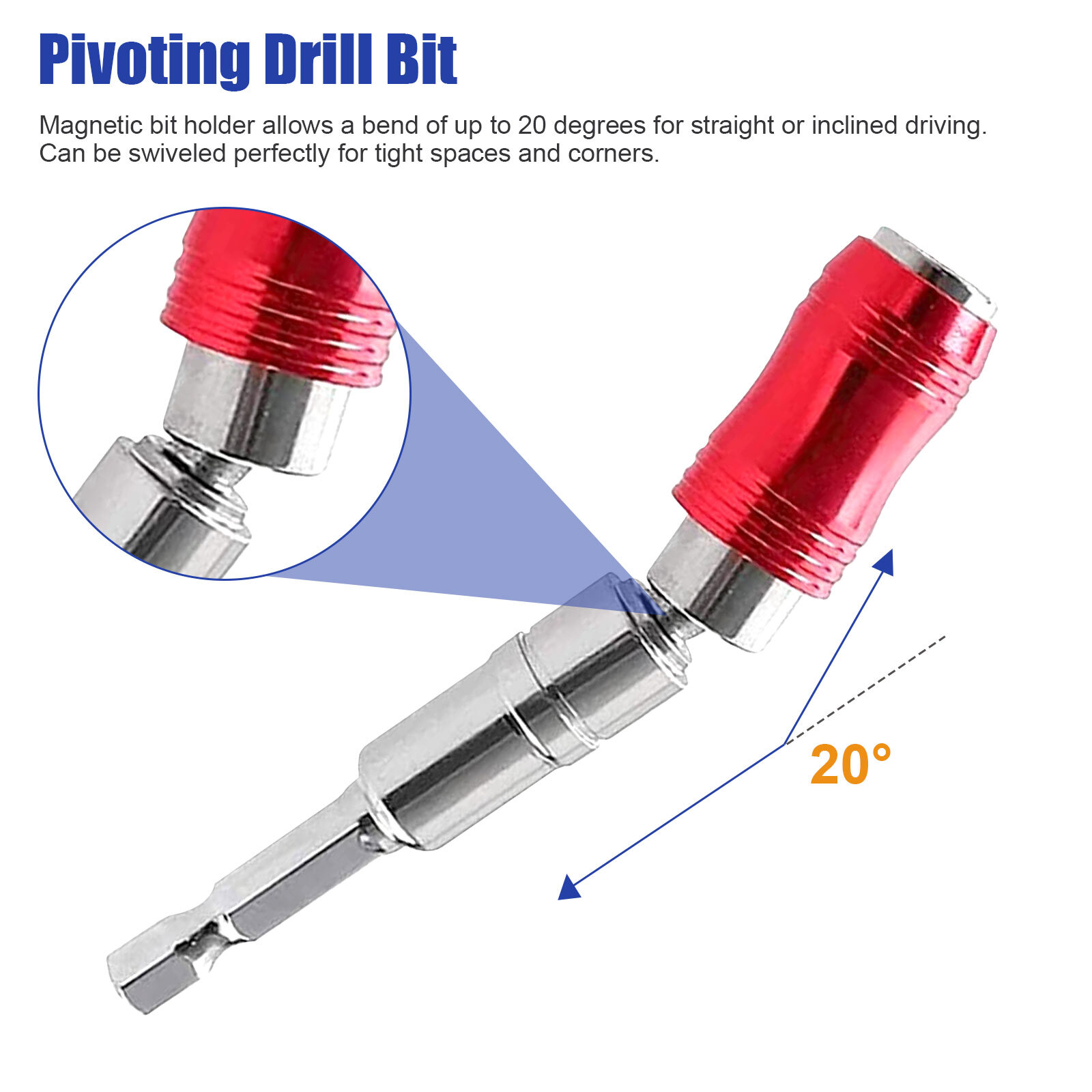 1/4″ Hex Pivoting Shank Quick Release Magnetic Screwdriver Extension Drill Bit
