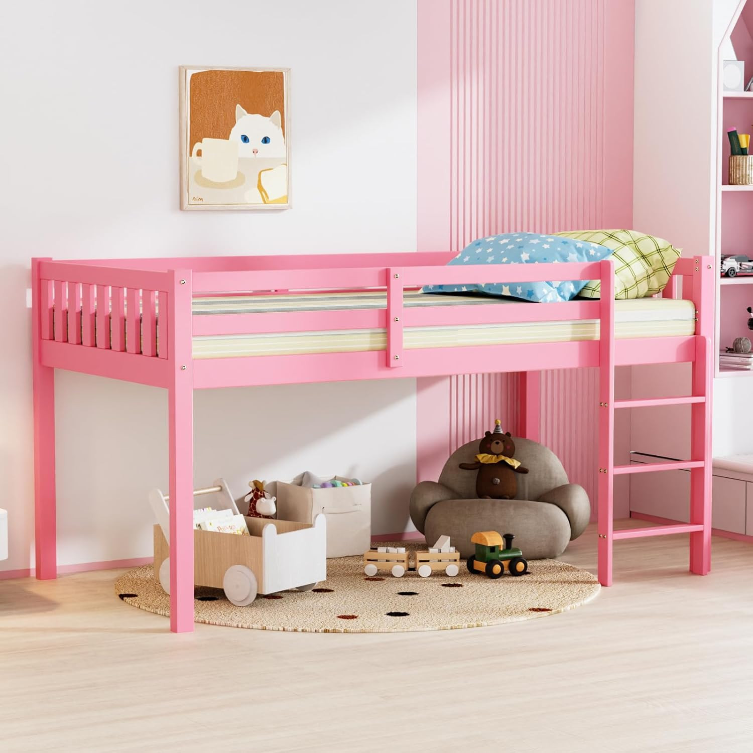 Princess Bed for Adults Kids & Young Teens No Box Spring Required Wood Slat