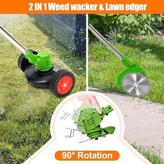 24V Cordless Weed Eater Electric Brush Cutter Lawn Edger Grass String Trimmer