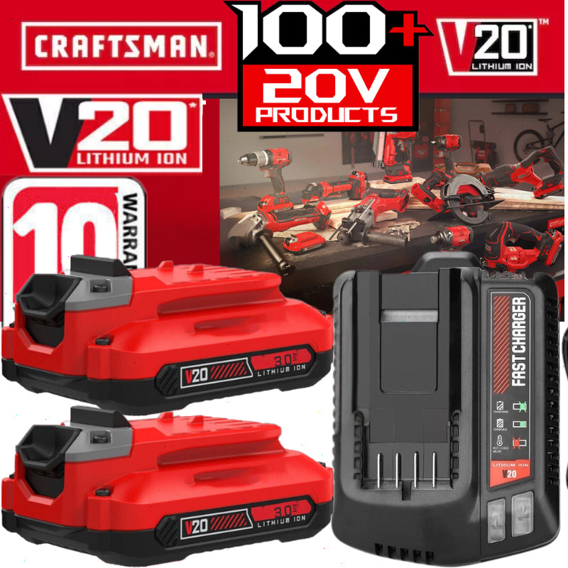 2PACK 20Volt For Craftsman V20 8.0Ah Li-ion Battery CMCB204 CMCB202 /Charger