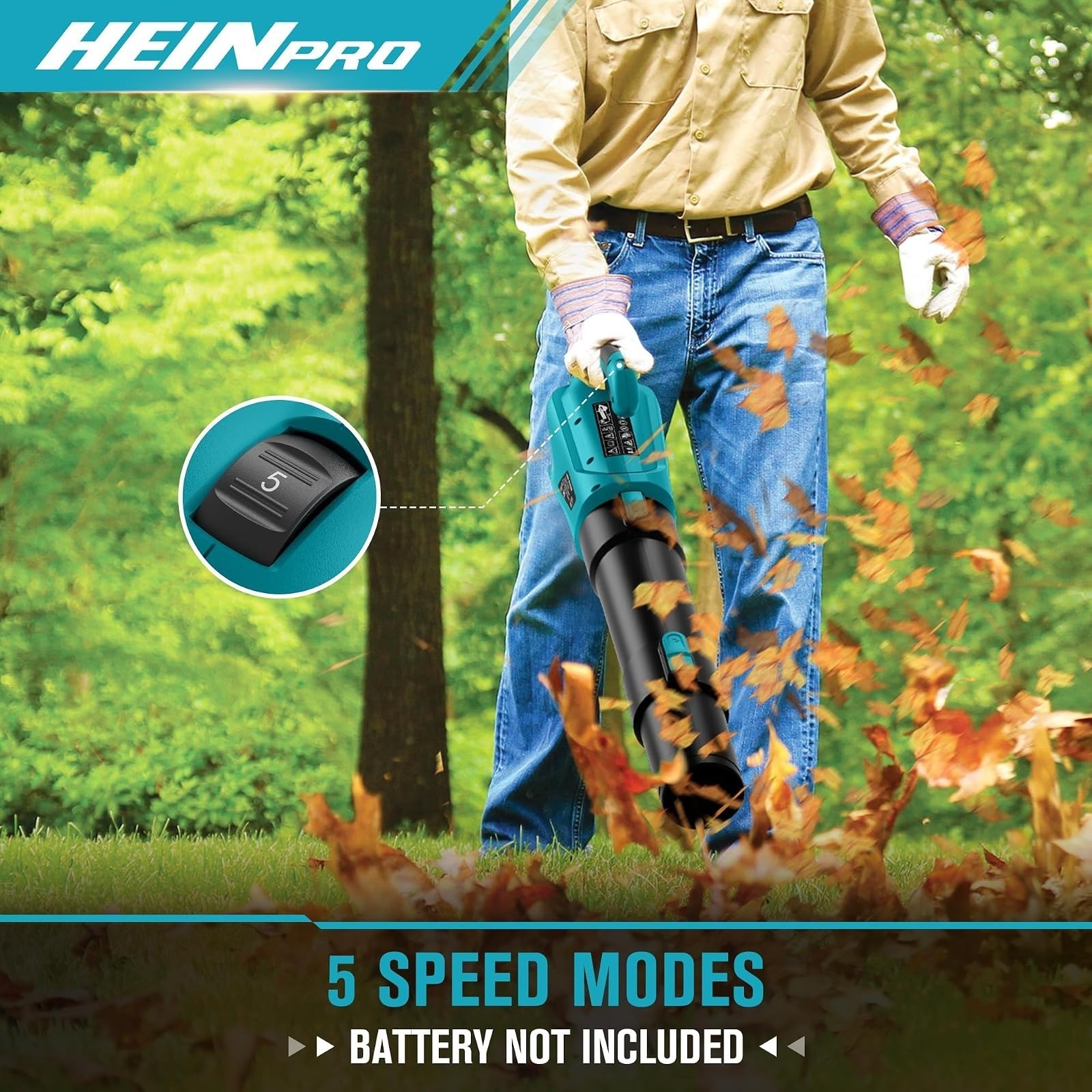 HEINPRO Cordless Leaf Blower 500CFM 150MPH 18V Battery Compatible