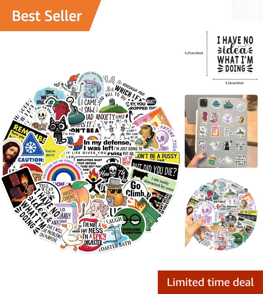 50Pcs Funny Adults Stickers Bulk, Prank Meme Sticker for Kids Teens Adults, S…