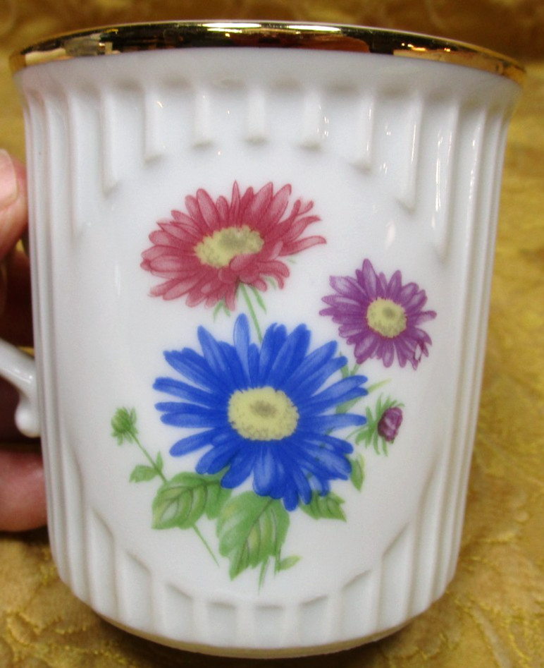 1 Flower of Month-September-ASTOR fluted porcelain coffee mug -Bohemia Czech