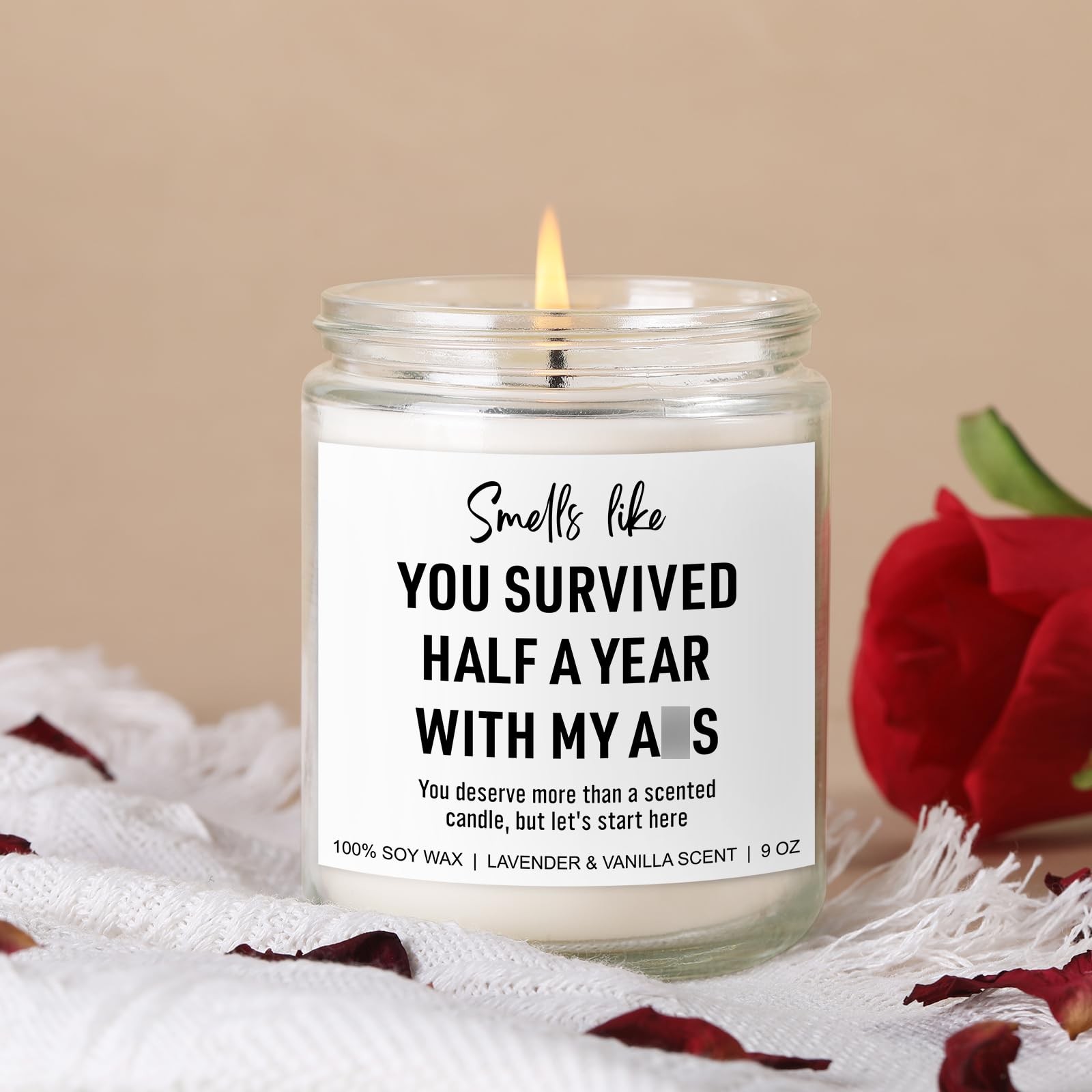 6 Month Anniversary Candle for Boyfriend Girlfriend – 6 Months Wedding Annive