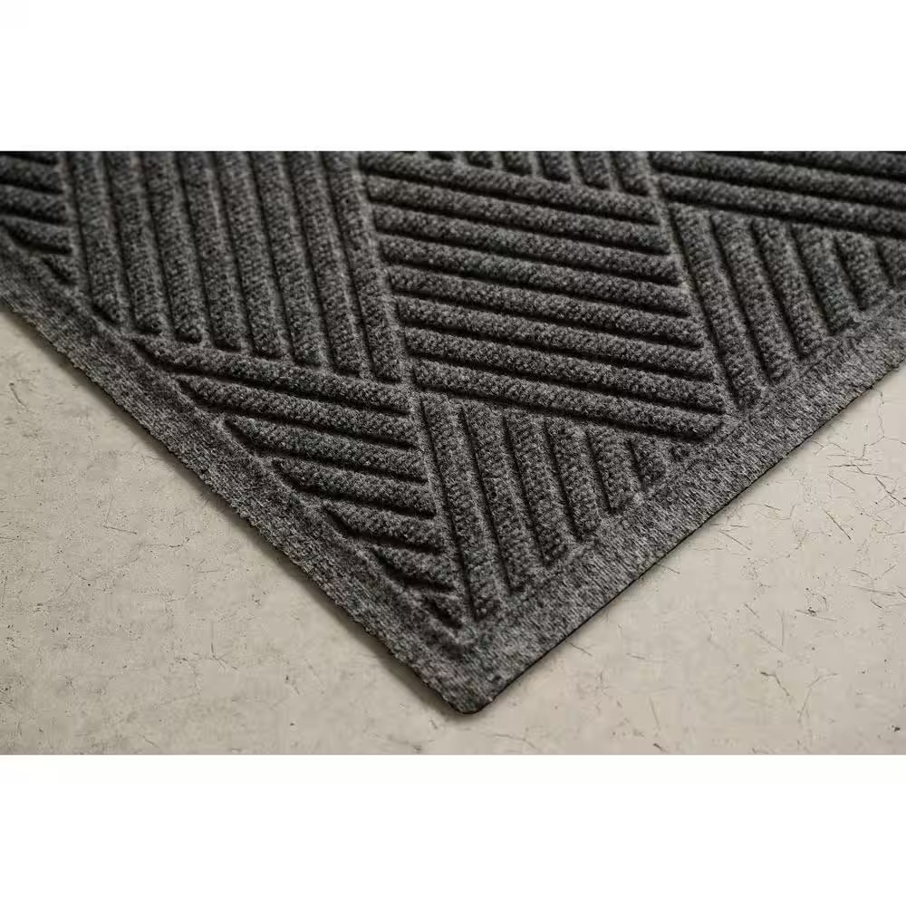 Waterhog Diamonds Charcoal 35 In. X 97 In. PET Polyester Indoor Outdoor Runner D