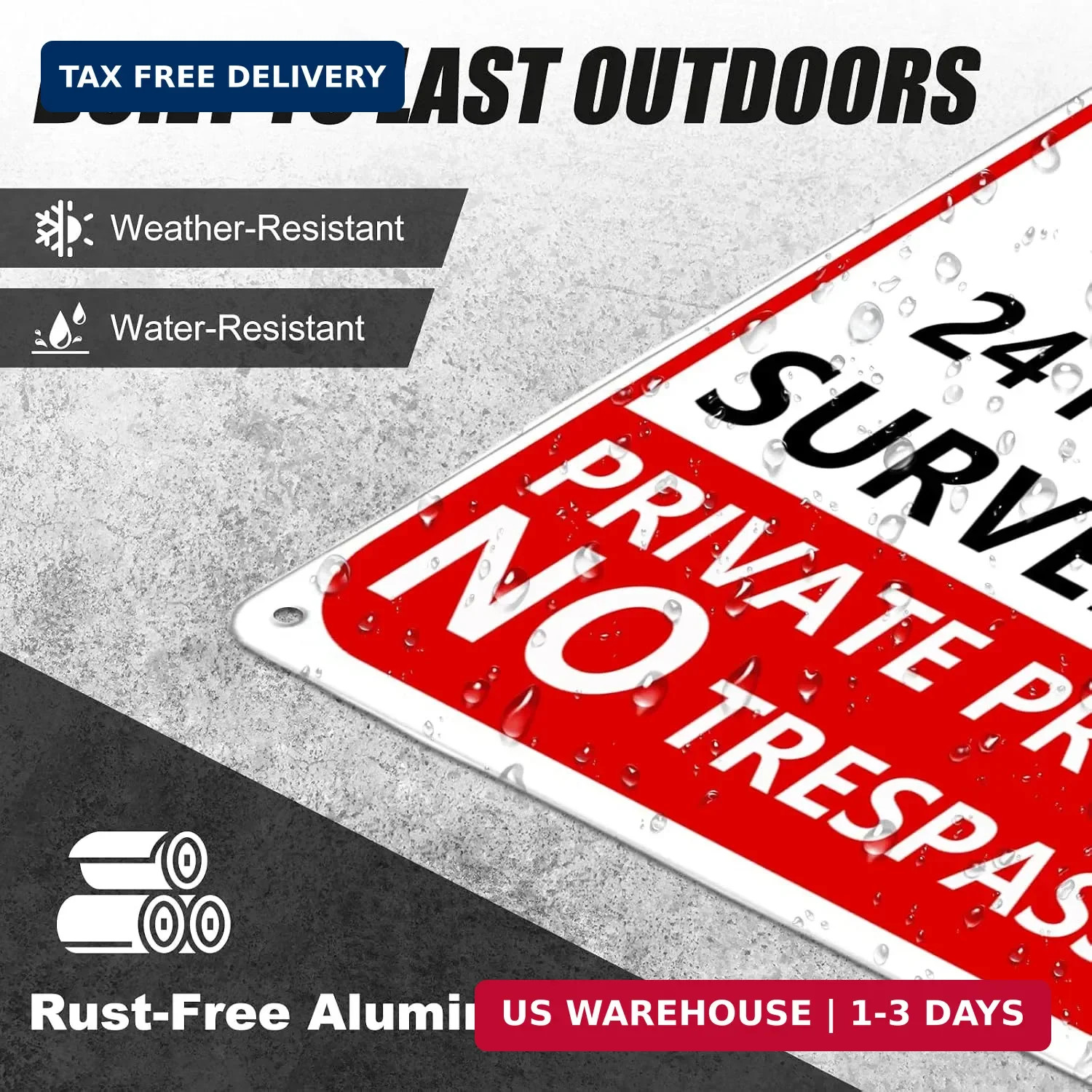 4 Pack Private Property No Trespassing Signs Aluminum Yard Security Camera Sign