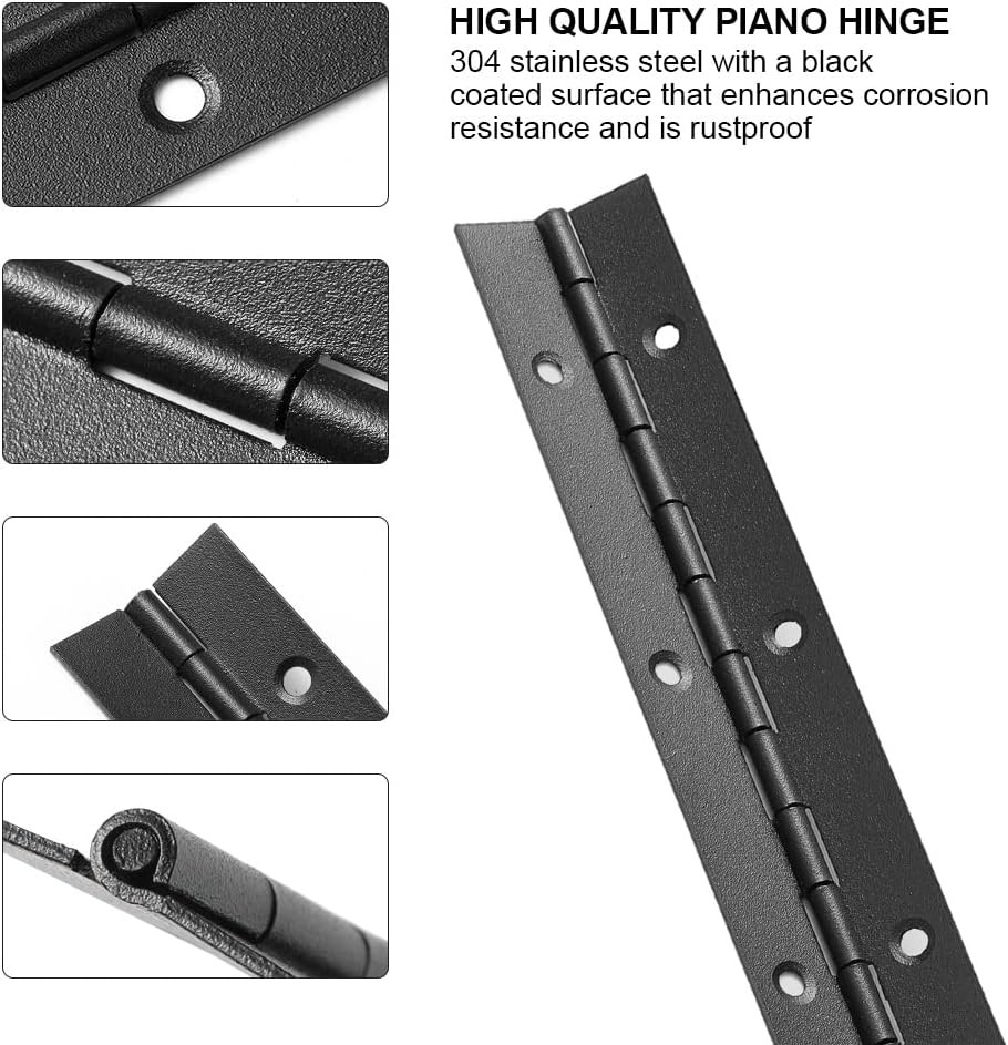 2 Pack Piano Hinge 30 Inch x 1.2 Inch Heavy Duty Stainless Steel Black Continuou