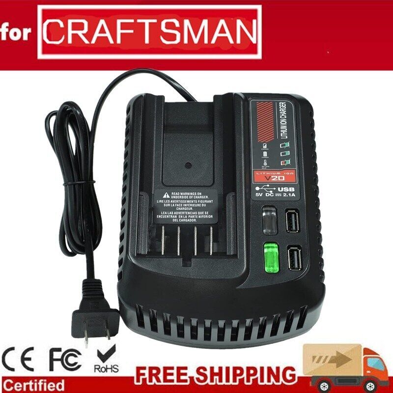 2PACK 20Volt For Craftsman V20 8.0Ah Li-ion Battery CMCB204 CMCB202 /Charger