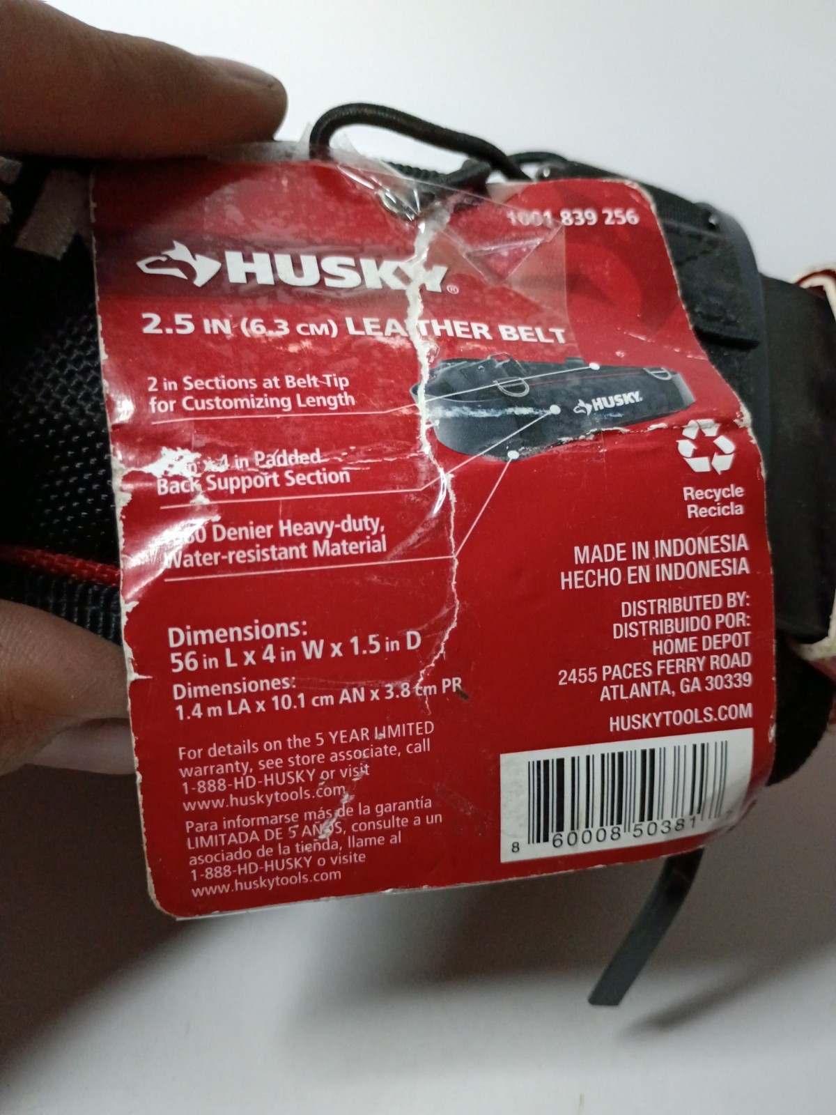 Husky 2.5 in. Padded Tool Gear Belt, Adjustable 37in to 56in, NEW [**READ**]