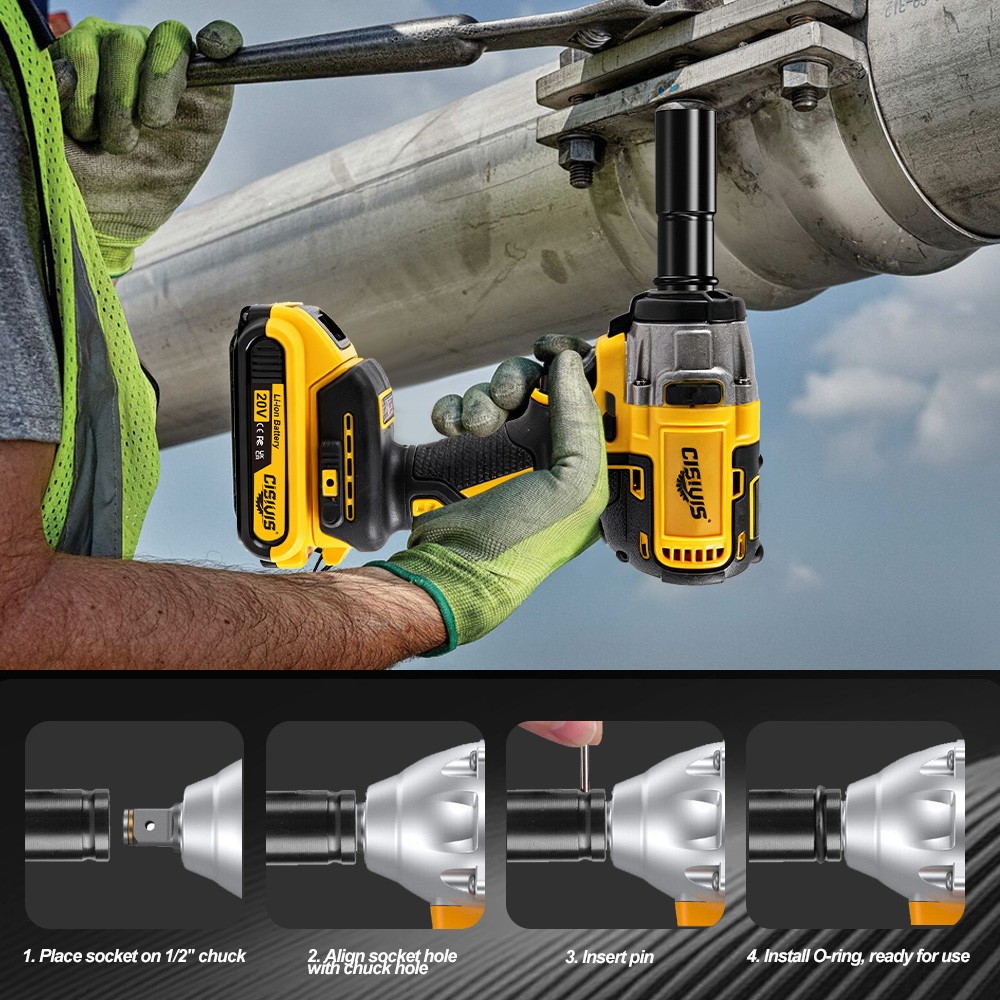 20V Cordless Impact Wrench Kit with 2 Batteries & Charger Brushless Motor