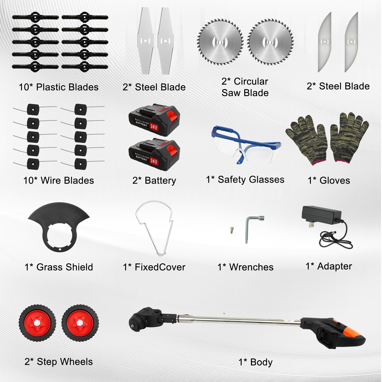 24V Cordless Weed Wacker Grass Trimmer 2 Batteries Brush Cutter Lawn Edger Kit