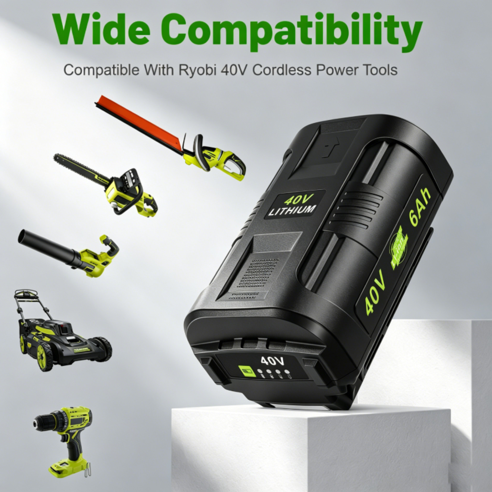 40 Volt Battery 6Ah for Ryobi 40V Lithium Battery OP40602 OP4050 OP40261 OP4060