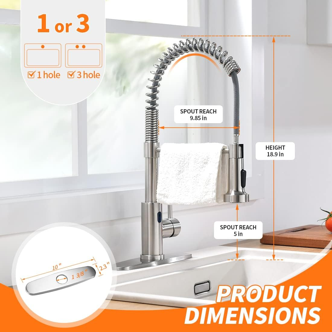 Touchless Kitchen Faucet with Pull down Sprayer LED Light Single Handle Kitchen