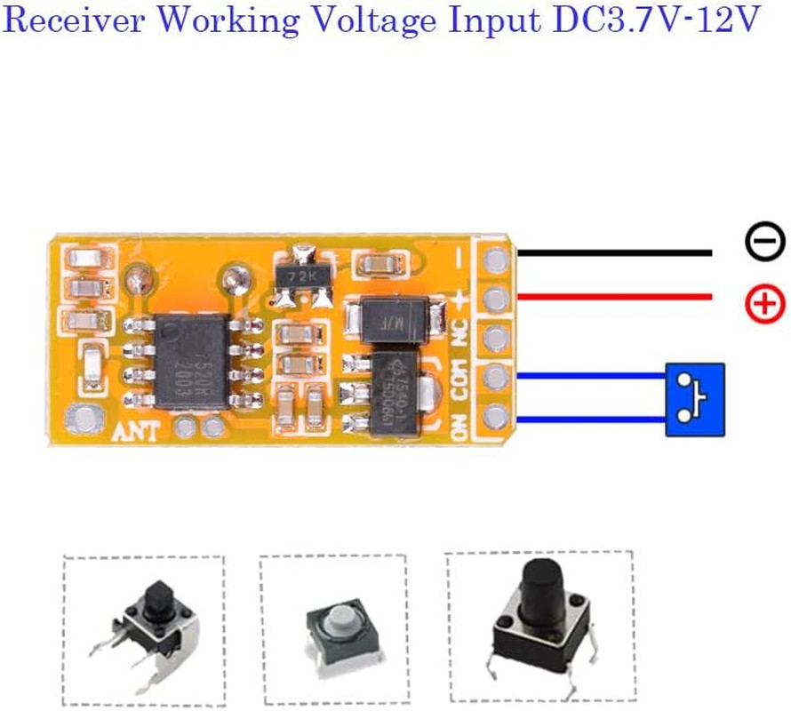 DC 3.7V – 12V 5V Mini Size Relay Remote Control Switch, 433Mhz Wireless RF Momen