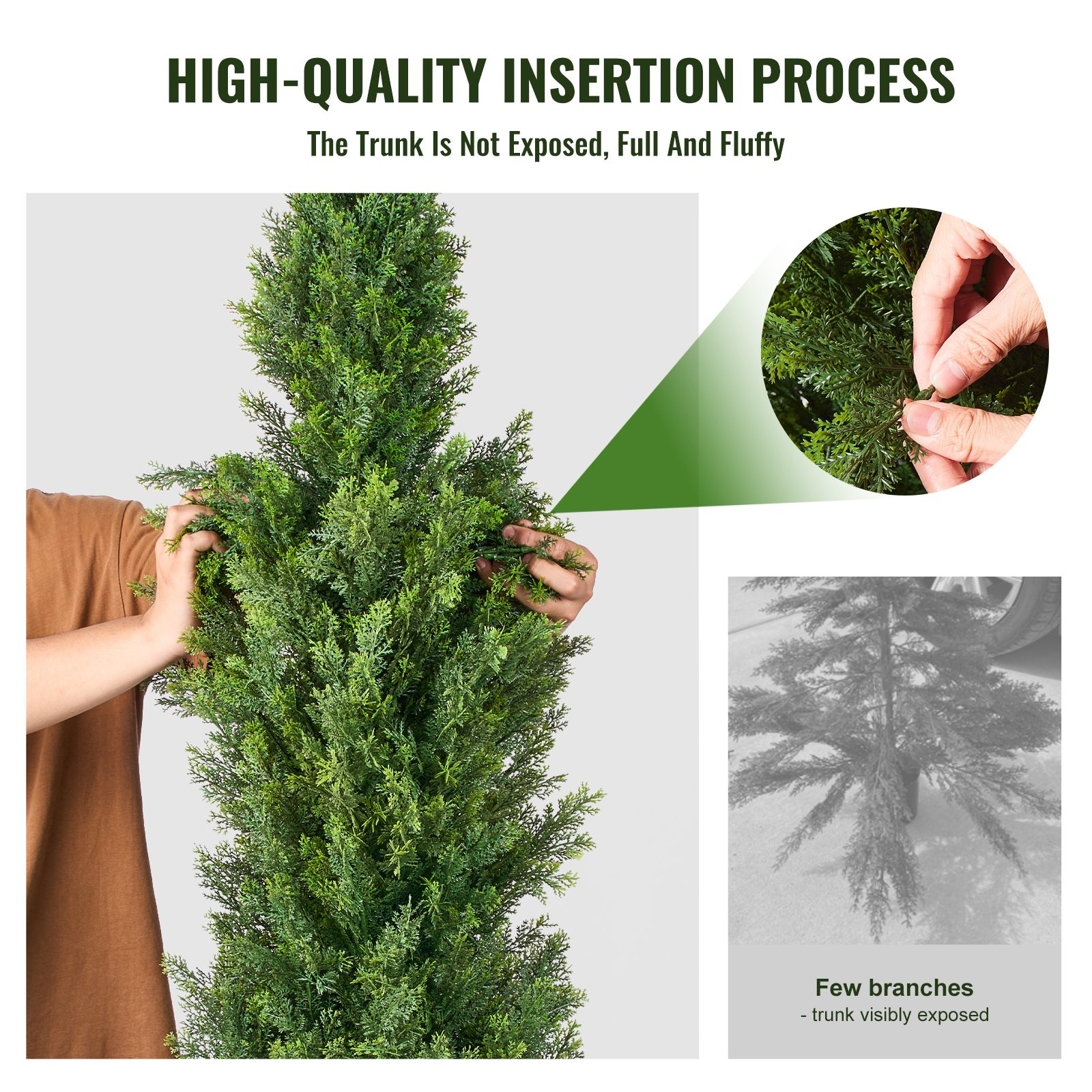 VEVOR Artificial Cedar Topiary Tree, 36 inch Tall (2 Pieces), with Extra Leaves