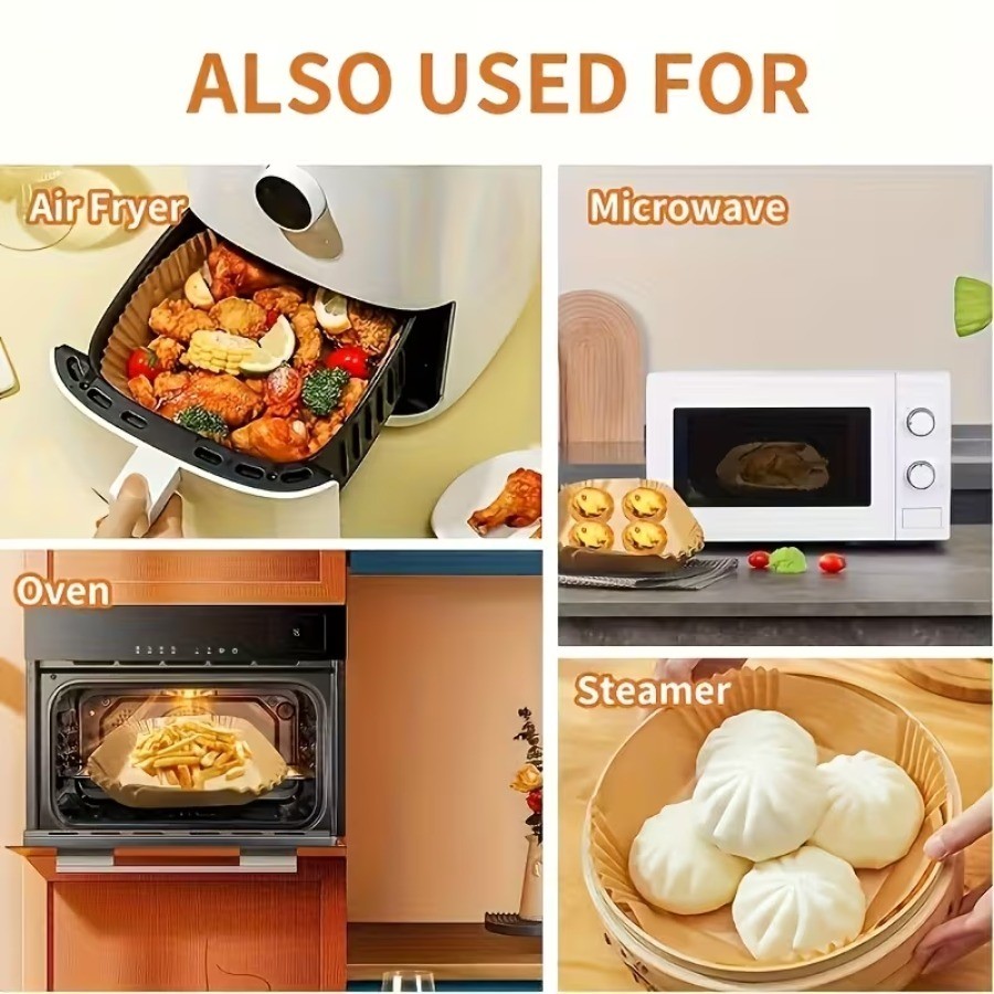 100 Pack Non-Stick Air Fryer Disposable Non-stick Baking Parchment Paper Liners