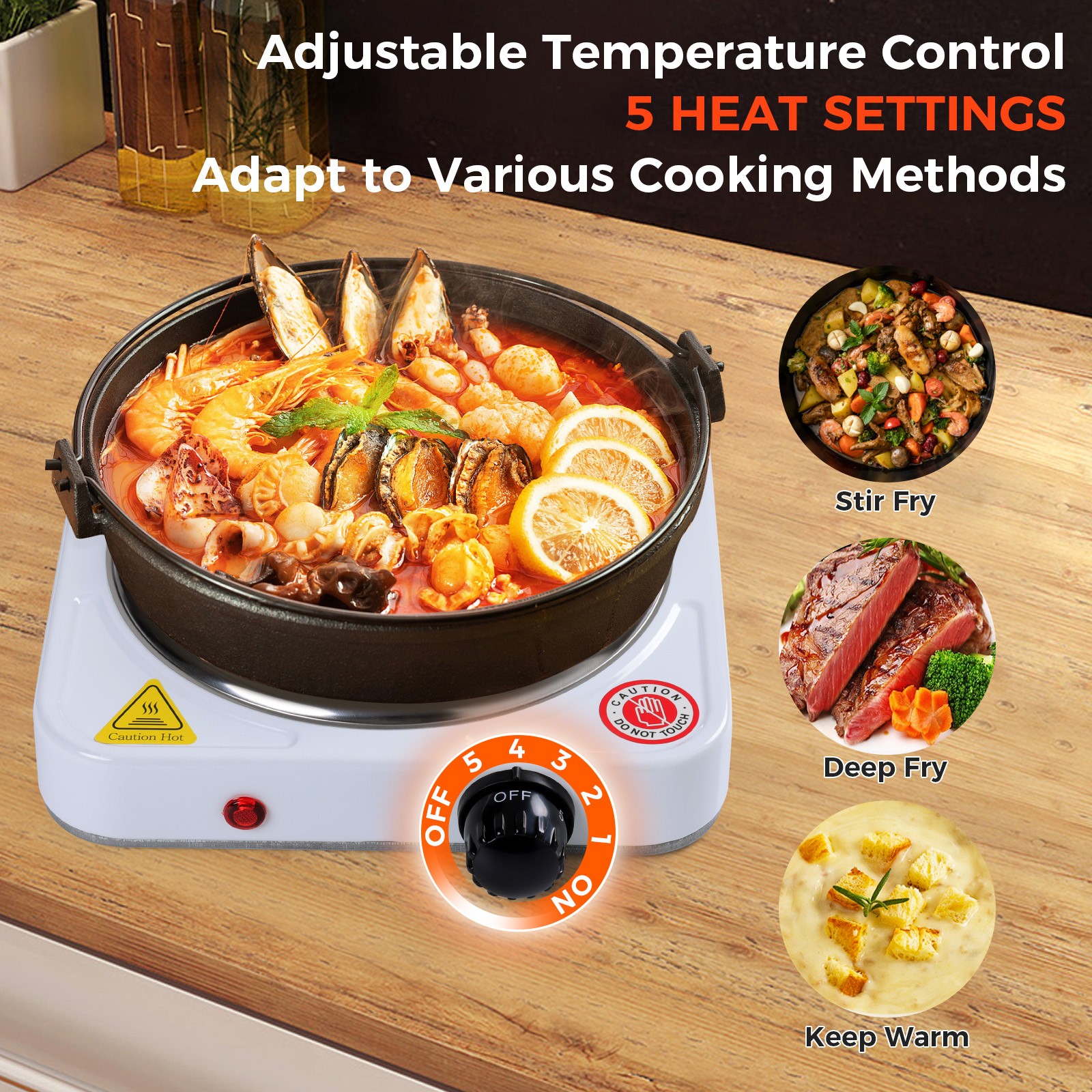 Portable Electric Countertop Single Or Double Burner Stove Hot Plate 1000W/2000W