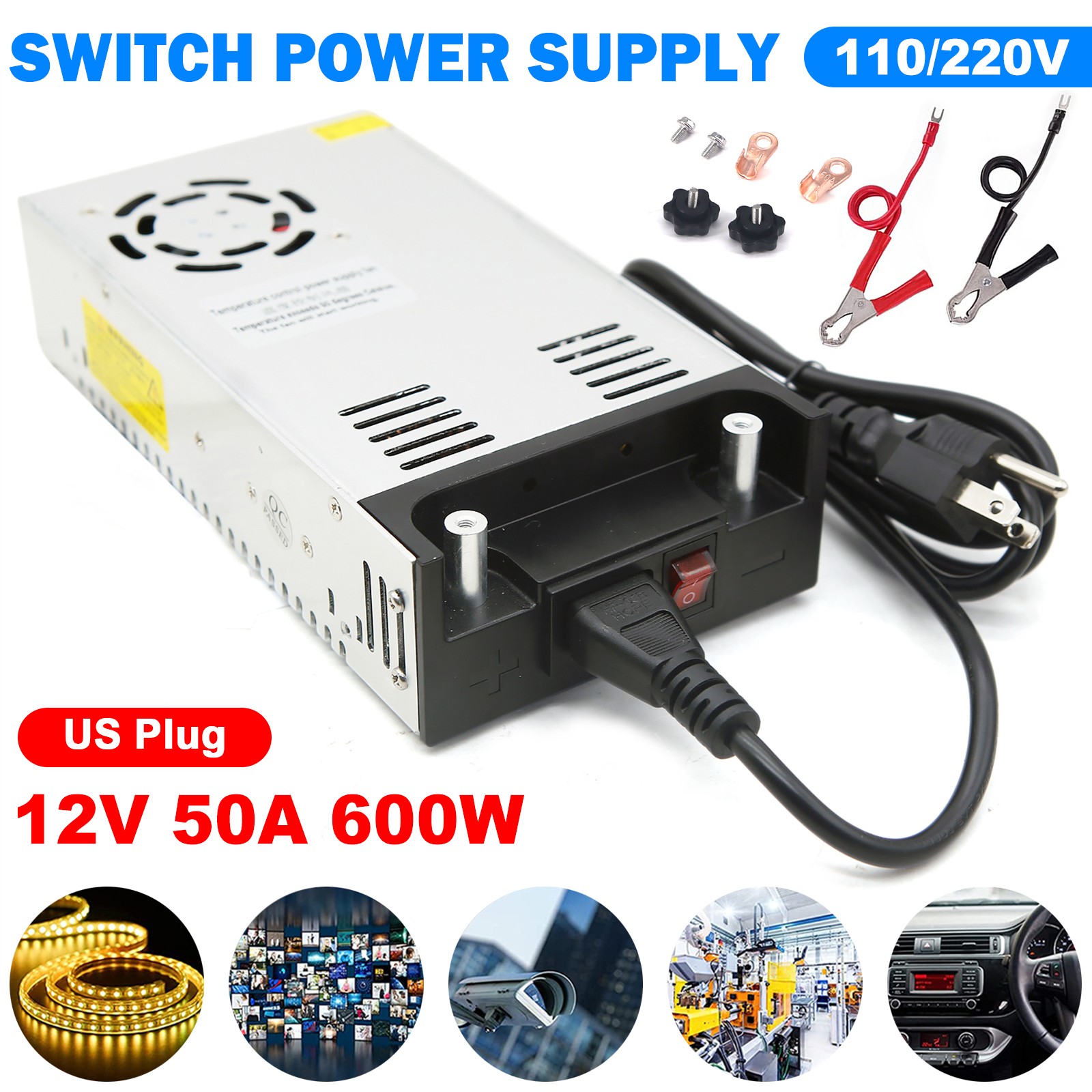 AC 110V To DC 12V 25A-50A 300A-600W Industrial Transformer Switch Power Supply