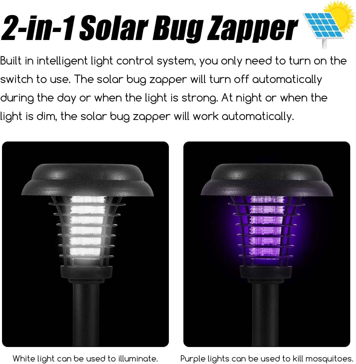 4x Solar Powered Zapper Lamp Light Outdoor Mosquito Fly Bug Insect Killer Trap