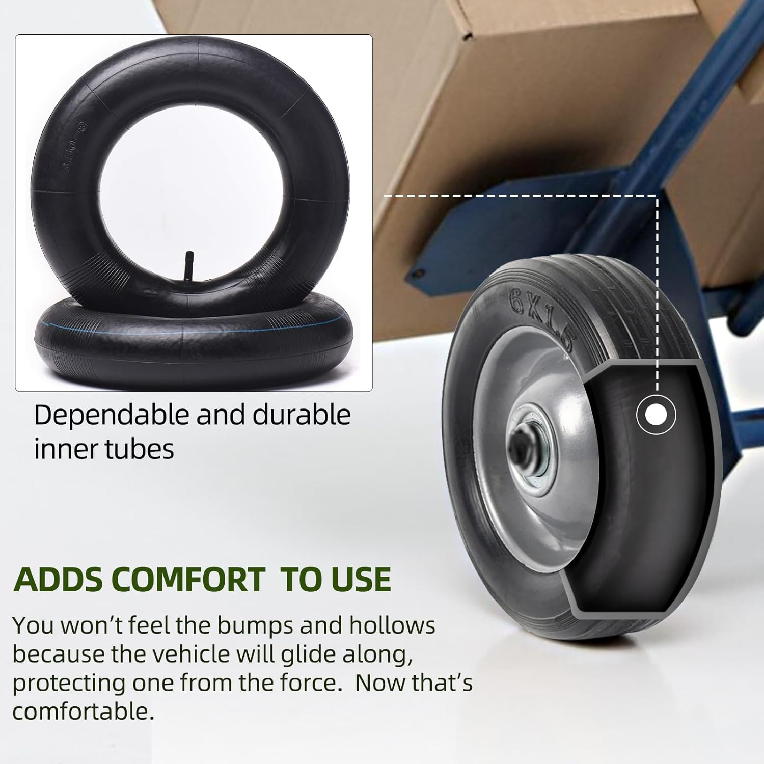 2 Pack 3.00/3.50-8 Replacement Inner Tubes for Pneumatic Wheelbarrow Wheel,Cart