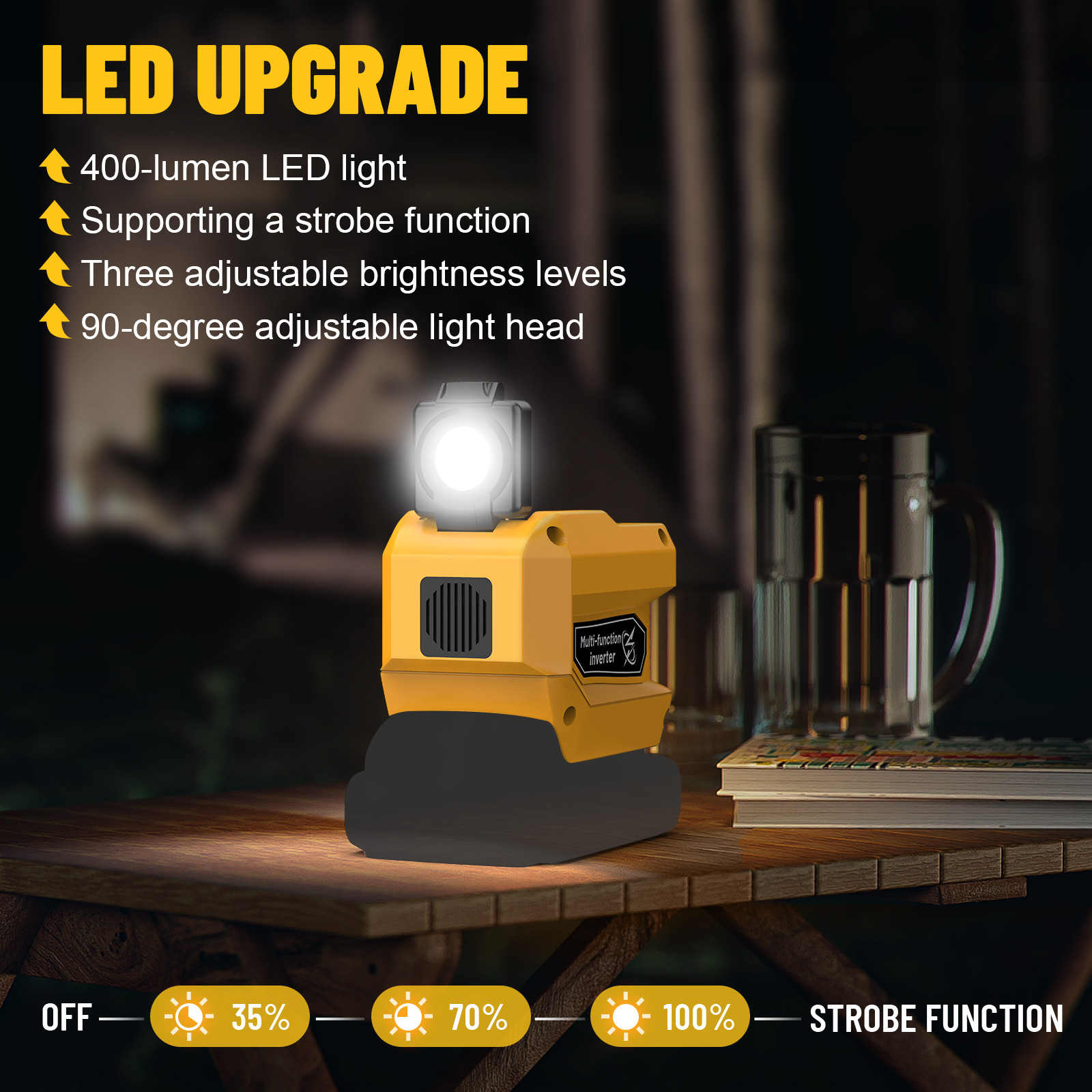 Battery Adapter with USB Compatible with Dewalt 20V Battery (Battery Not Includ)